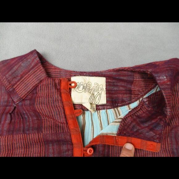 Ace & Jig Long Sleeve Top Halo Size Large V Neck Pullover Boho Striped Peasant - Picture 2 of 9